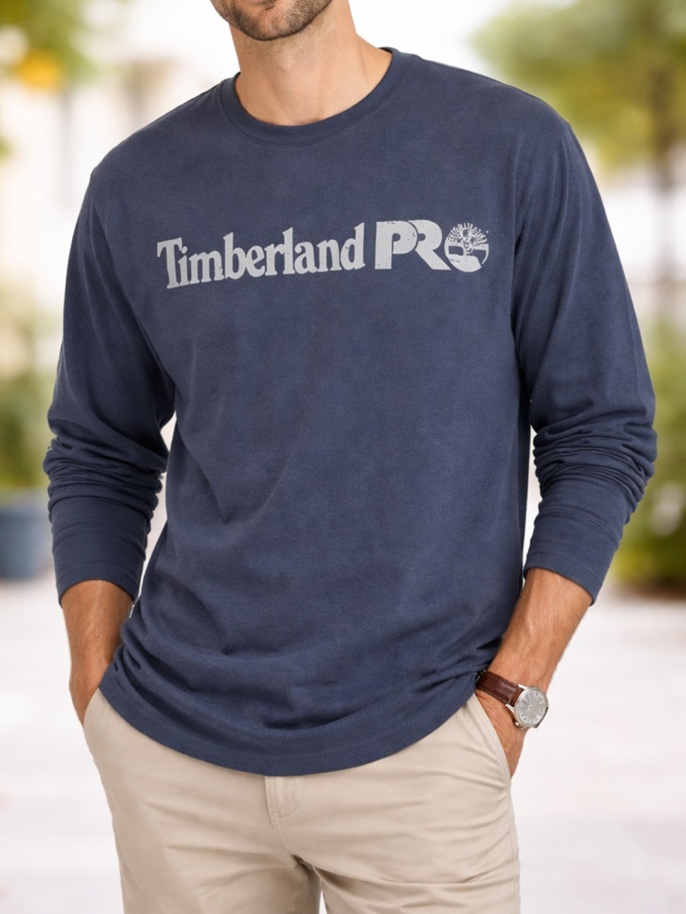 Timberland Pro Men’s Original Fit Long Sleeve Logo T Shirt size Medium